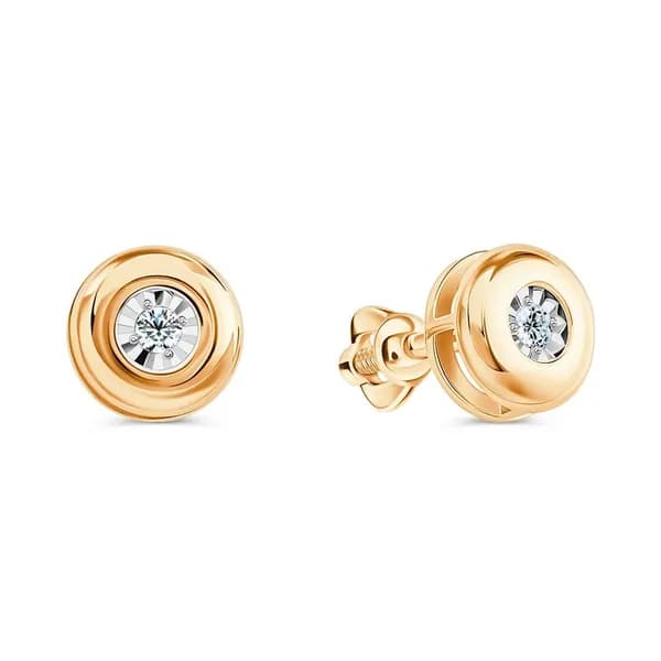 Серьги женские с бриллиантами из красного золота 585 пробы 585GOLD