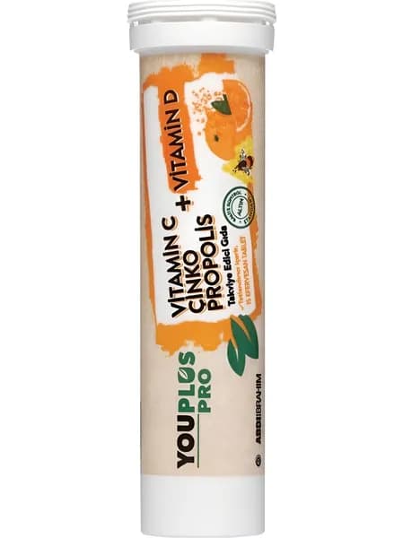 Youplus Pro Vitamin C + D + Цинк + Прополис 15 Шипучих Таблеток Поддержка Иммунитета и Энергии