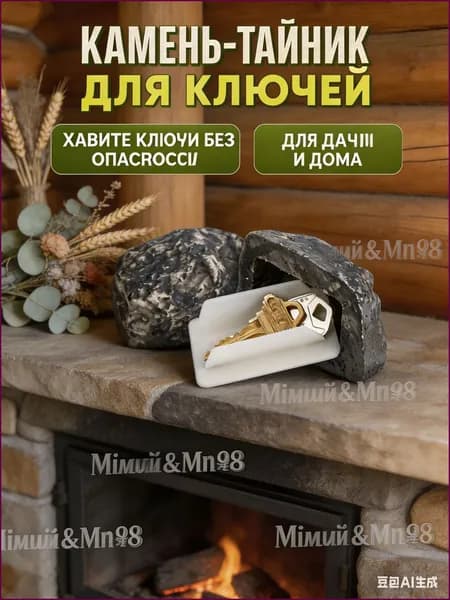 Садовый камень для хранения ключей, тайник для запасного ключа возле крыльца, гаража, калитки, клумбы и дачи