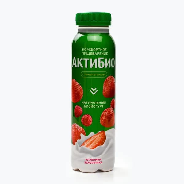 Йогурт питьевой с клубникой и земляникой 1,5% 260 г, АктиБио