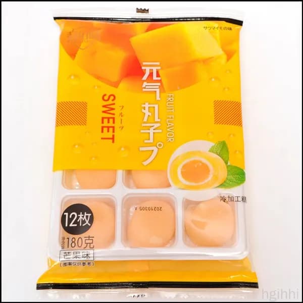 Рисовое моти (mochi, мочи) пирожное со вкусом манго без сахара 180гр/ Азиатские сладости/ Клецки из рисовой муки с начинкой/ Япония, Корея, Китай