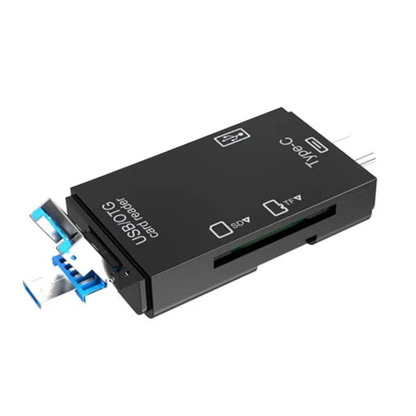 Многофункциональный 6-в-1 кардридер USB 3.0 OTG для SD/TF карт, адаптер для телефона и компьютера, чёрный