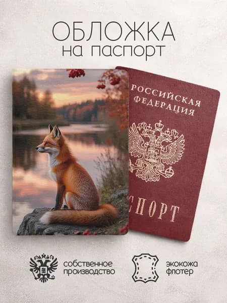 Обложка на паспорт Лисы у реки