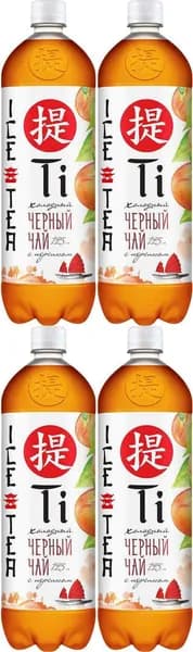 Холодный чай черный Ti персик 1,25 л, комплект: 4 упаковки по 1250 мл