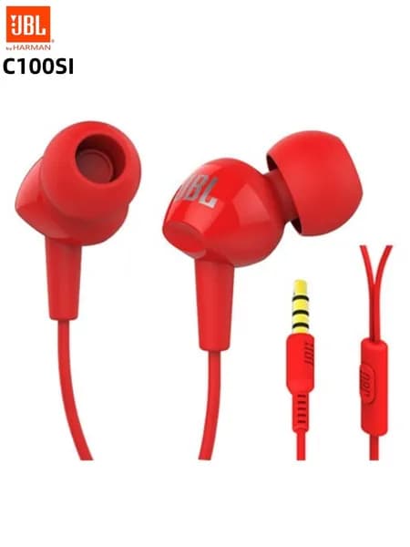 JBL Наушники проводные с микрофоном JBL C100SI, 3.5 мм, красный