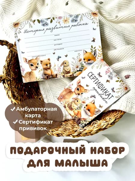 МИСТЕР СЛОН Амбулаторная карта ребенка в поликлинику, Сертификат профилактических прививок в твердой обложке