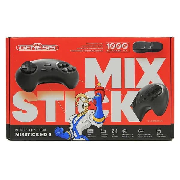Игровая приставка Retro Genesis MixStick HD 2 (900 игр, 2 беспроводных джойстика, HDMI, 8+16Bit, Сохранения, Rewind), model: RS8