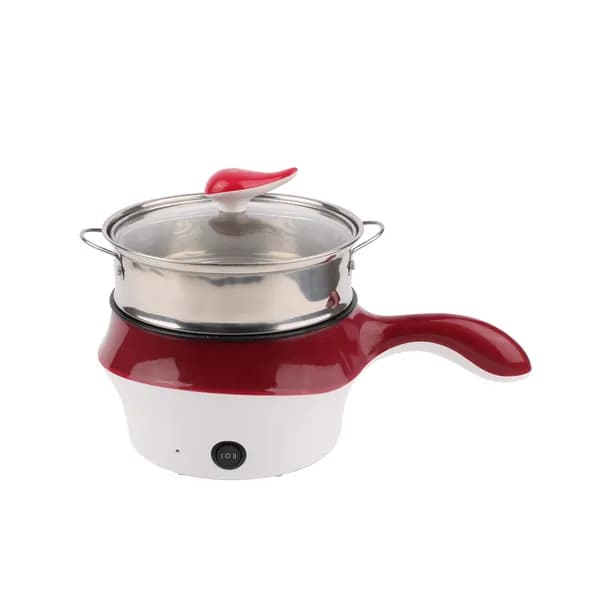 Электрическая кастрюля для мультиварки, 1.2 л, антипригарное покрытие, сковорода для жарки, мгновенный нагрев, защита от подгорания, с пароваркой, красный