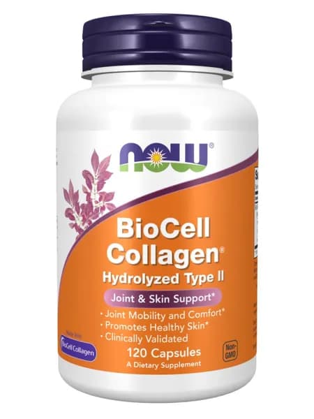 NOW BioCell Collagen Hydrolyzed Type II Коллаген БиоЦелл 2 Типа Гидролизованный 120 капcул массой 770 мг