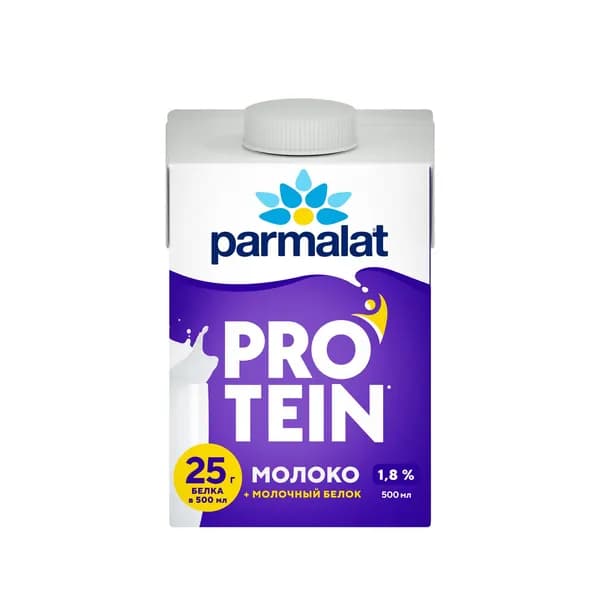 Молоко Parmalat, ультрапастеризованное Безлактозное "Протеин" 1.8%, 0.5л х 12шт