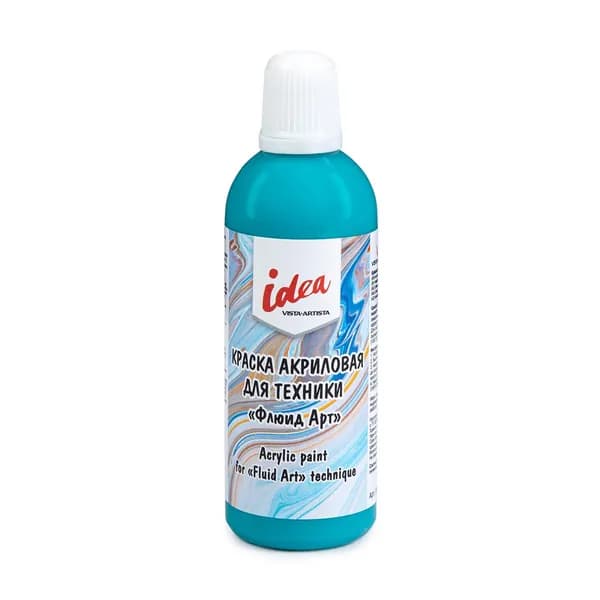 VISTA-ARTISTA idea краска акриловая для техники Флюид Арт, 80 мл, 08 Аквамарин/Aquamarine, PFA-01