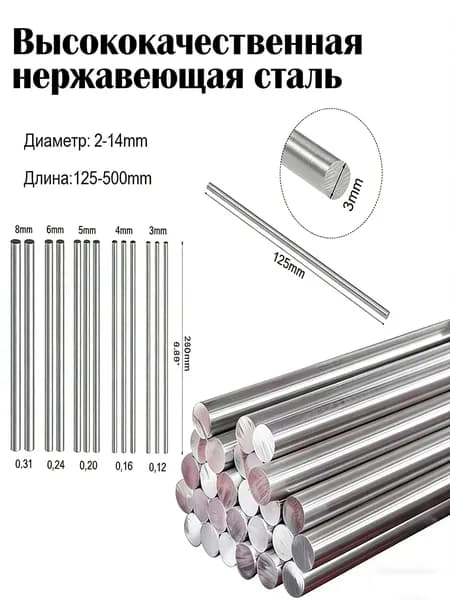 Круг / пруток нержавейка.2.5x500мм.(5 штук)