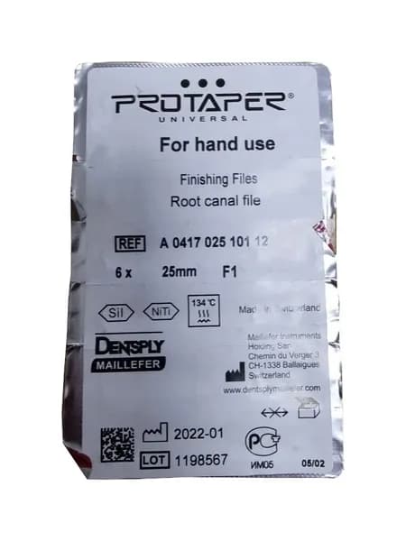 Протейпер Универсал / Protaper Universal Finishing Files 25 мм F1 6 блистеров по 5 шт Maillefer A 0417 025 101 12