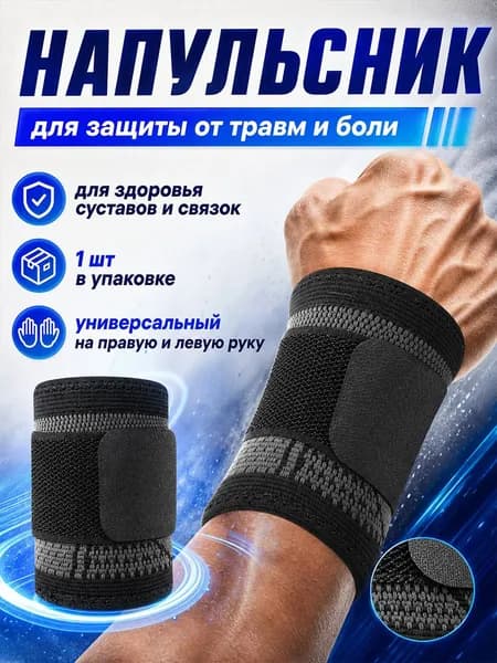 Напульсник на запястье для мужчин и женщин. Бандаж на лучезапястный сустав руки. Универсальный размер