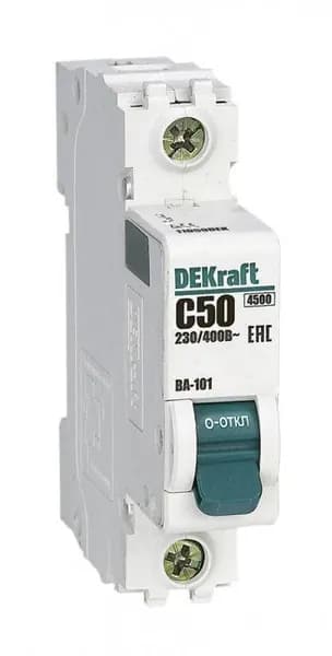 Автоматический выключатель серии ВА-101 DEKraft 1P C 50А 4,5кА (артикул 11059DEK)