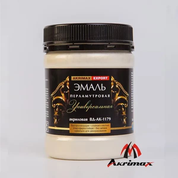Краска, Эмаль перламутровая декоративная без запаха 0,23 кг AKRIMAX, эмаль для наружных и внутренних работ, водостойкая краска по металлу, Акриловая, быстросохнущая, жемчуг
