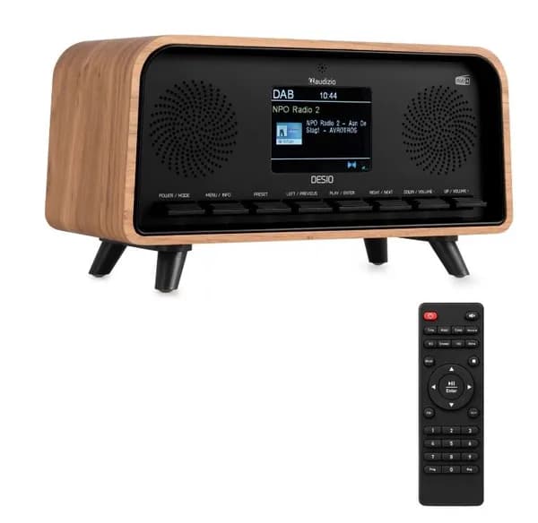 Ретро-радиоприемник Audizio Desio 102.368 DAB+ и FM в корпусе из светлого дерева для спальни, кухни, офиса.