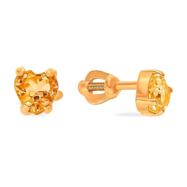 Серьги женские с цитринами из красного золота 375 пробы 585GOLD