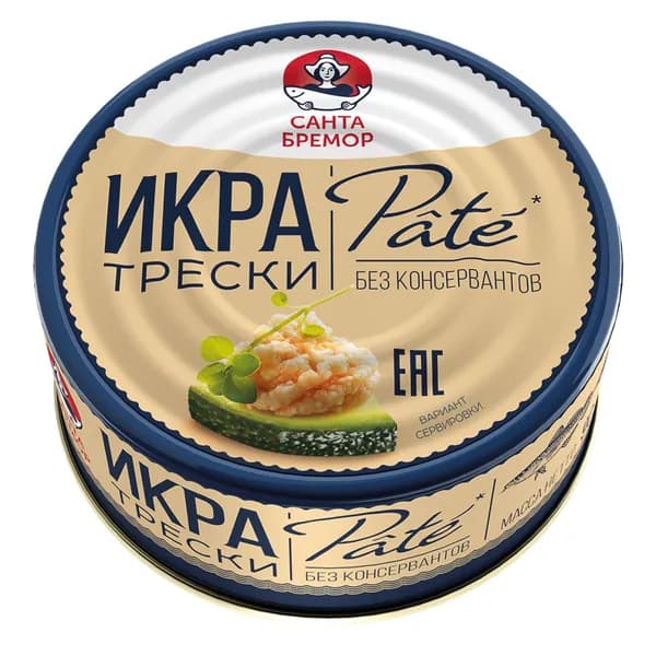 Икра трески Санта Бремор деликатесная пастеризованная 90 г