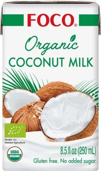 Кокосовое молоко FOCO / Фоко Organic растительное, жирность 12%, 250мл / продукты питания, напитки