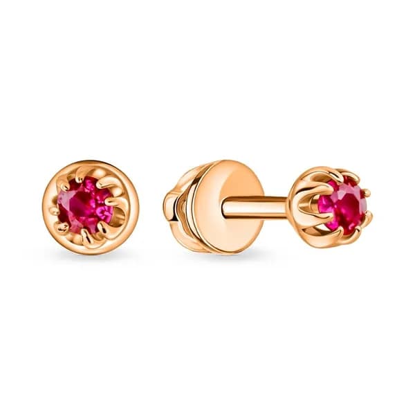 Серьги женские с рубинами синтетическими из красного золота 585 пробы 585GOLD