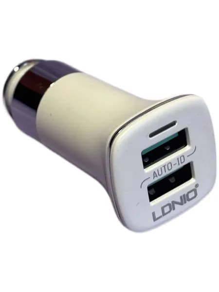Автомобильное зарядное устройство LDNIO C301, 2 USB, 3,6 A, цвет белый + кабель microUSB
