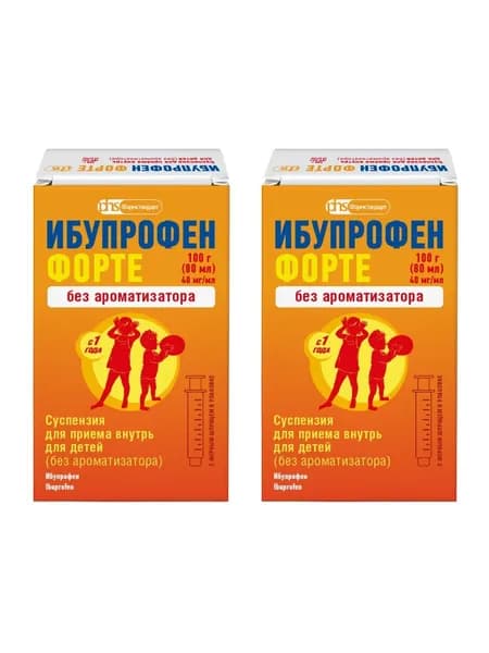 Ибупрофен Форте, суспензия для детей с мерным шприцем, 80 мл, 2 уп