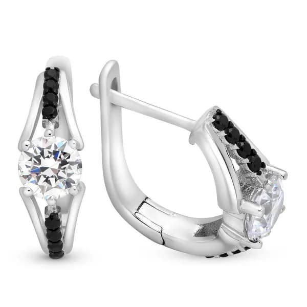 Серьги женские с фианитами серебро 925 пробы 585GOLD