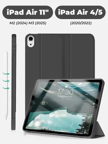 Чехол для iPad Air 11 M3 (2025), Air 11 M2 (2024), Air 5 (2022), Air 4 (2020), черный