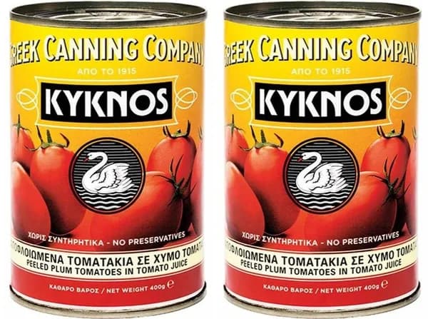 Томаты KYKNOS целые очищенные в собственном соку 400г*2штуки