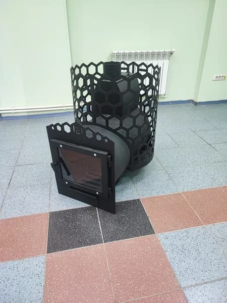 Печь для бани из 426 трубы со стеклянной дверкой