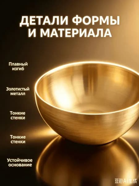 Кованая тибетская поющая чаша диаметром 15 см золотистого цвета