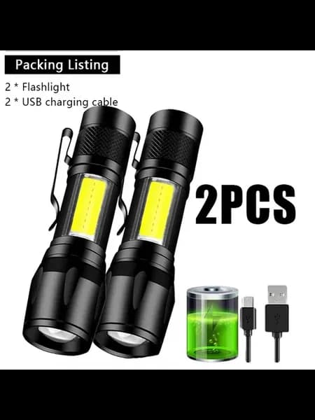 2шт Мини USB фонарь COB+XPE, цвет 2pcs