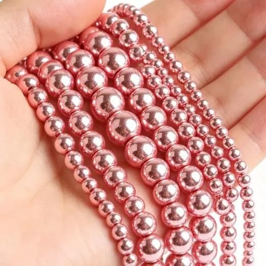 Натуральные розовый бусины гематита,на нитке 38cm 4 мм Для рукоделия (около 91 шт)