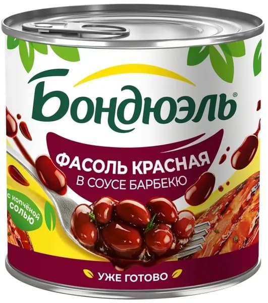 Бондюэль Фасоль красная в соусе барбекю, 425 мл