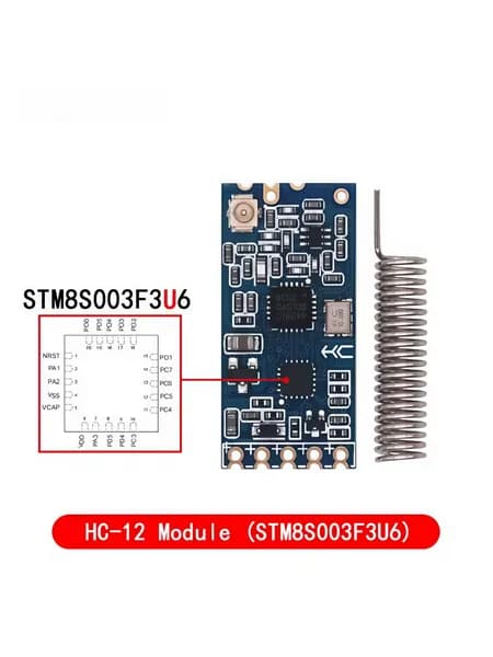 Радиомодуль HC-12 беспроводной UART 433 МГц чип STM8S003F3U6 с пружинной антенной для микроконтроллеров