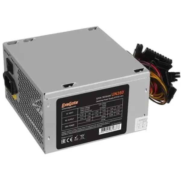 ExeGate ES261566RUS-S Блок питания 350W UNS350 (ATX, SC, 12cm fan, 24pin, 4pin, 3xSATA, 2xIDE, кабель 220V 1,8м с защитой от выдергивания)