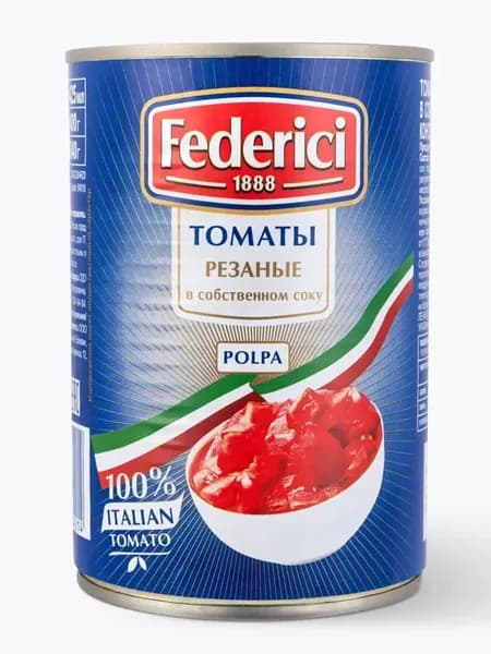 Томаты резаные в собственном соку FEDERICI, 425 мл