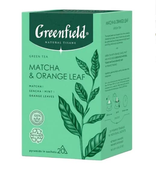 Greenfield Чай с мятой и листьями апельсина Matcha & Orange Leaf,36 гр