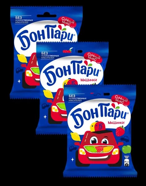 Мармелад жевательный БОН ПАРИ Машинки, 75 г х 3 шт