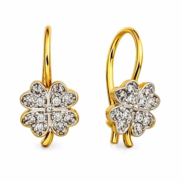 Серьги детские с фианитами из красного золота 375 пробы 585GOLD
