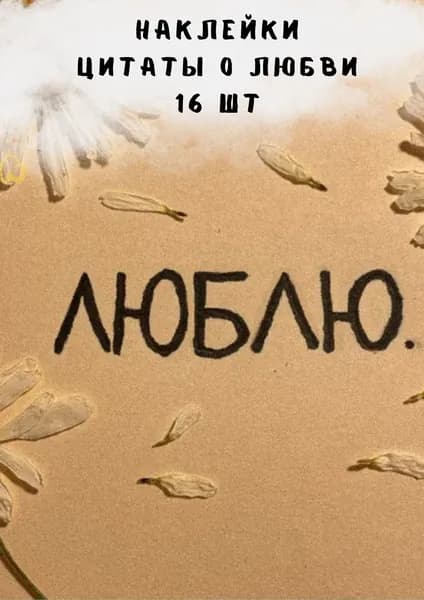 Набор наклеек стикеров "Цитаты о любви" 16 штук 4,5 x 6,5 см для телефона, ежедневника, ноутбука
