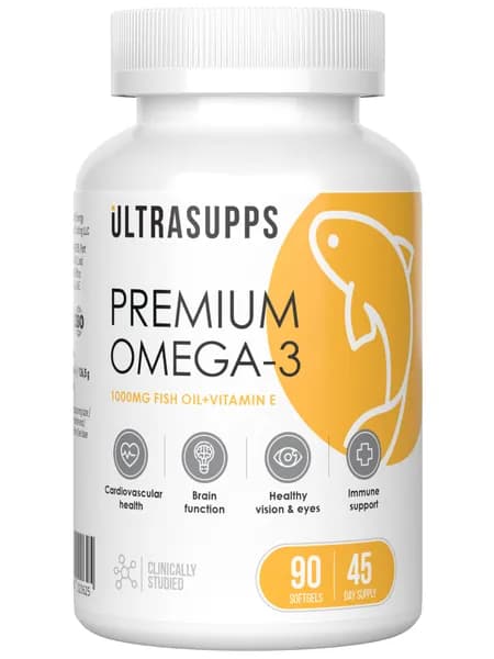 Омега-3 UltraSupps Premium Omega-3 1000 mg, 90 гелевых капсул