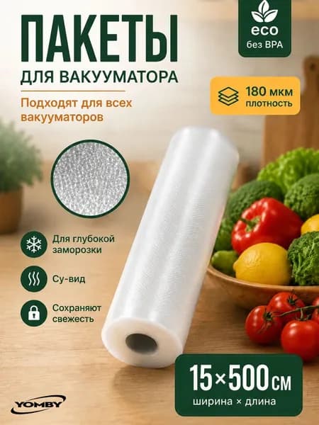 Пакеты для вакууматора, рулон для вакууматора 5 м, ширина 15 см