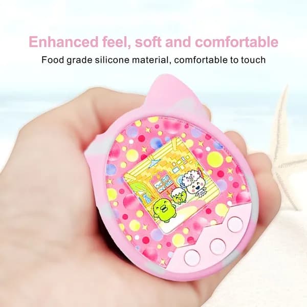 Силиконовый чехол для Tamagotchi Meets, 4U, 4U+, Mix, PS, Idl, Id с кошачьей мордочкой и ремешком