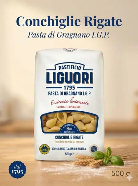 Макароны Liguori Conchiglie Rigate паста из твердых сортов пшеницы Pasta di Gragnano I.G.P.