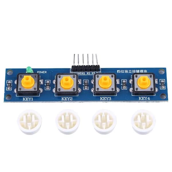 Четырёхклавишный модуль с крышками для микроконтроллеров Arduino и Raspberry Pi