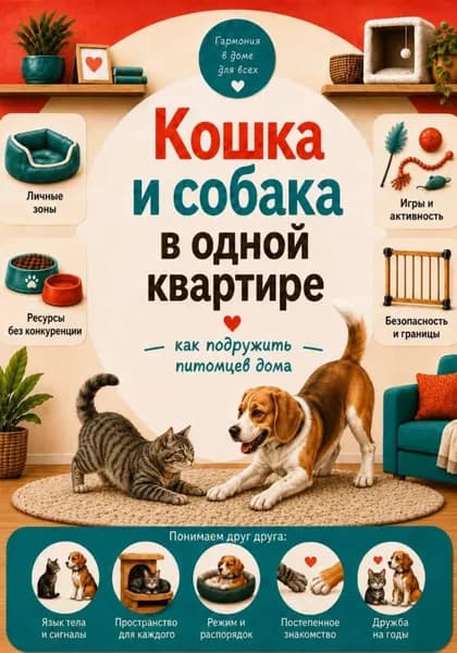Кошка и собака в одной квартире: как подружить питомцев дома | Бережина Анна | Электронная книга
