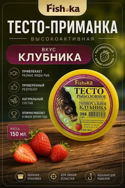 Насадка рыболовная / Наживка для рыбалки на крючок ( Тесто готовое в банке ) Клубника