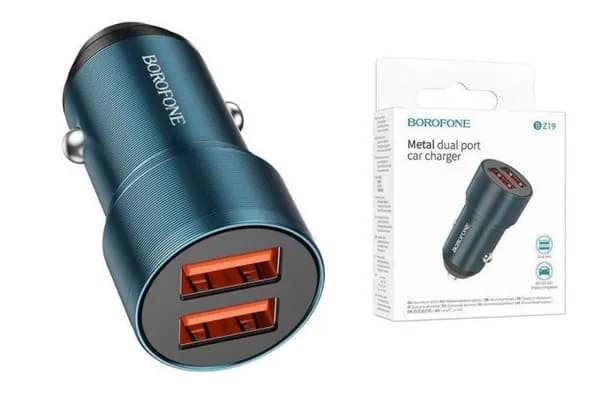 АЗУ Lightning 2 USB выхода BOROFONE BZ19 (синий)